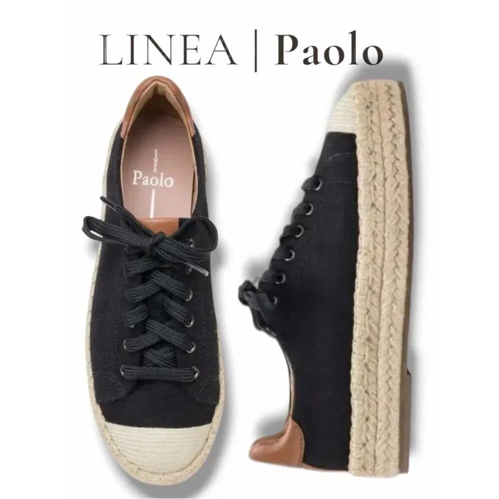 Linea Paolo Women’s Silva Espadrille Sneakers in the Size 9.5 in Black/Cognac